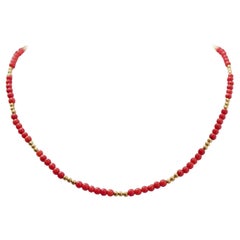 Coral, 18 Karat Yellow Gold Retrò Necklace.