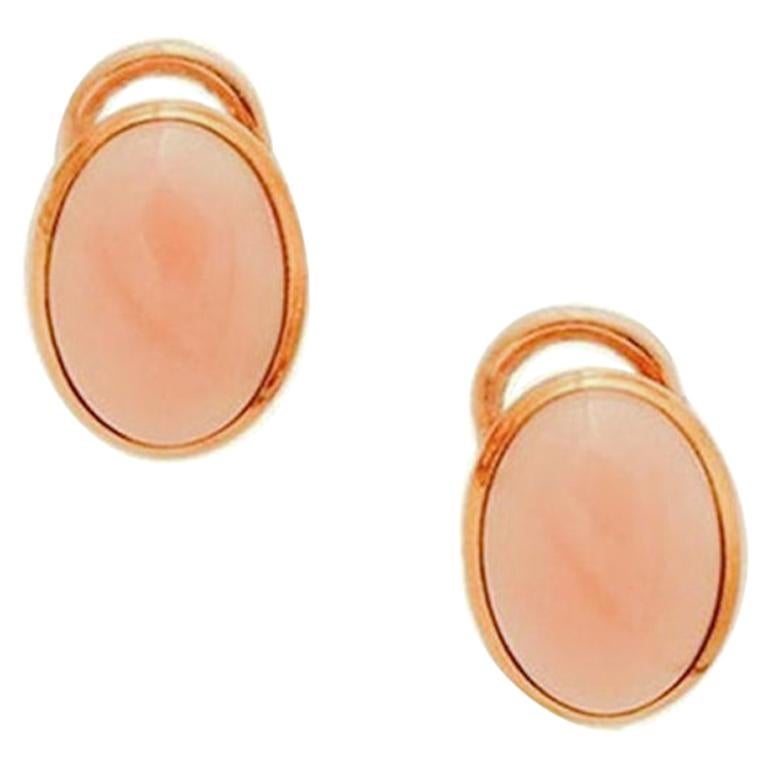 Coral, 18 Karat Yellow Gold Stud Earrings