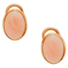 Coral, 18 Karat Yellow Gold Stud Earrings