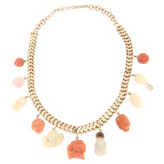 Coral 9 Karat Yellow Gold Choker Necklace