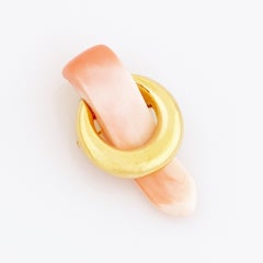 Coral Acrylic Buckle Brooch By Crown Trifari, 1960s