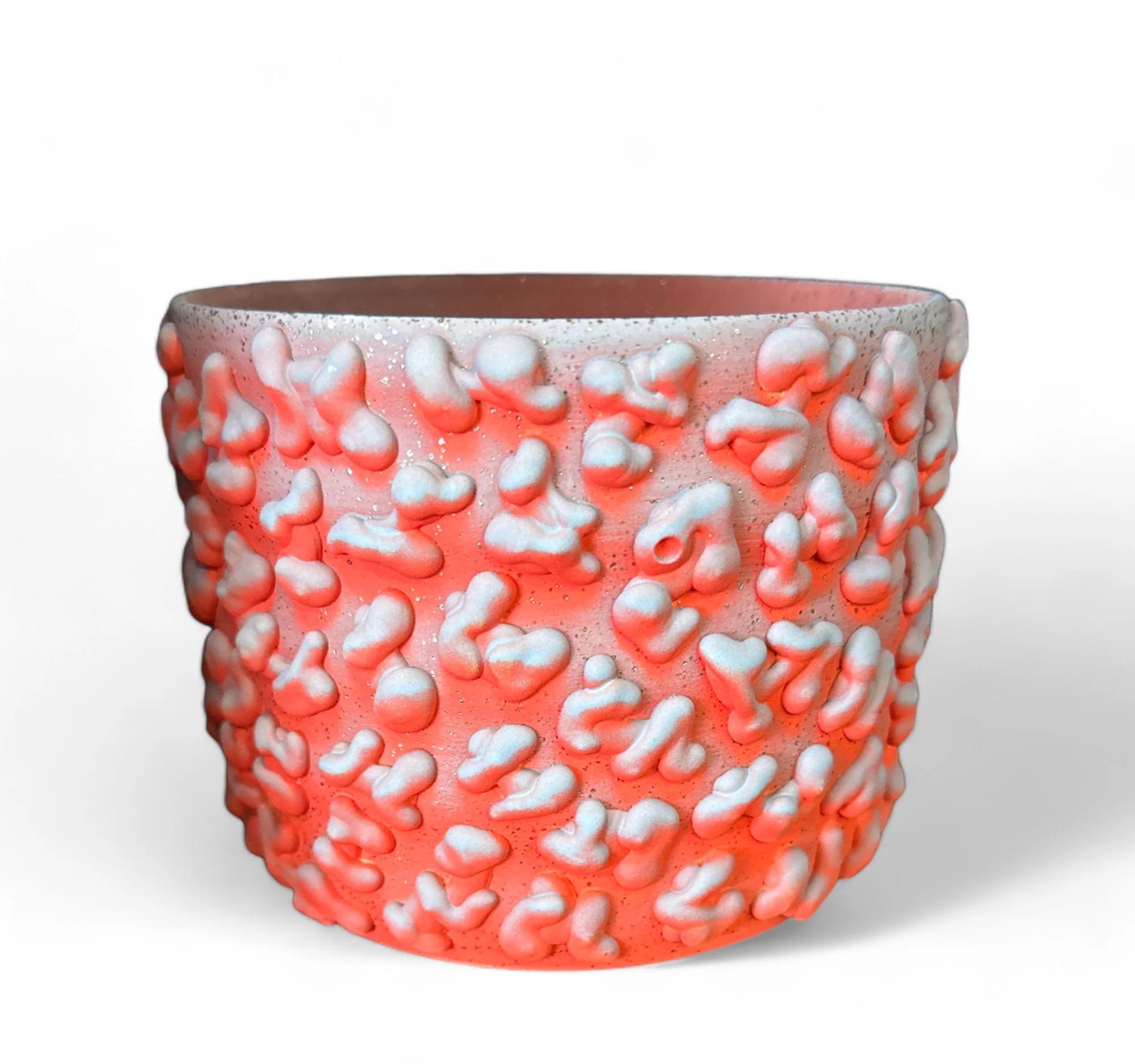 Mid-Century Modern Coral Amoeba Ombre Sparkle Planter For Sale