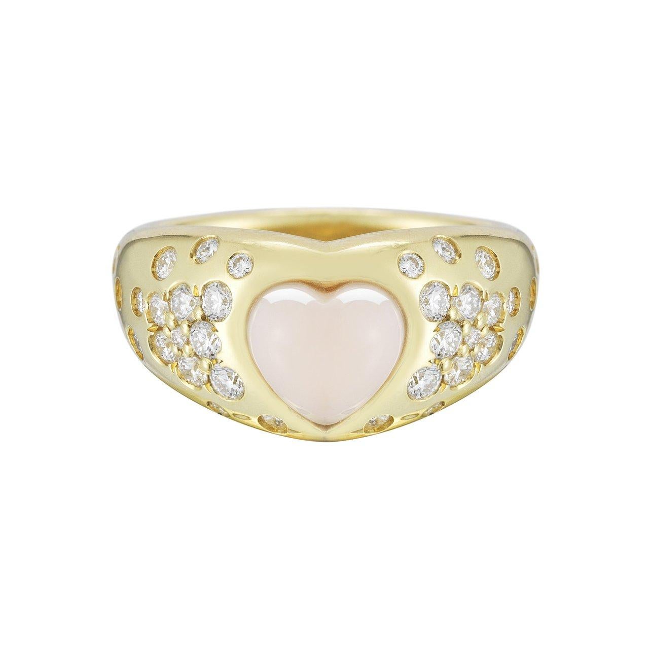 Contemporary Coral and .65 Carat Diamond Heart Cocktail Ring For Sale