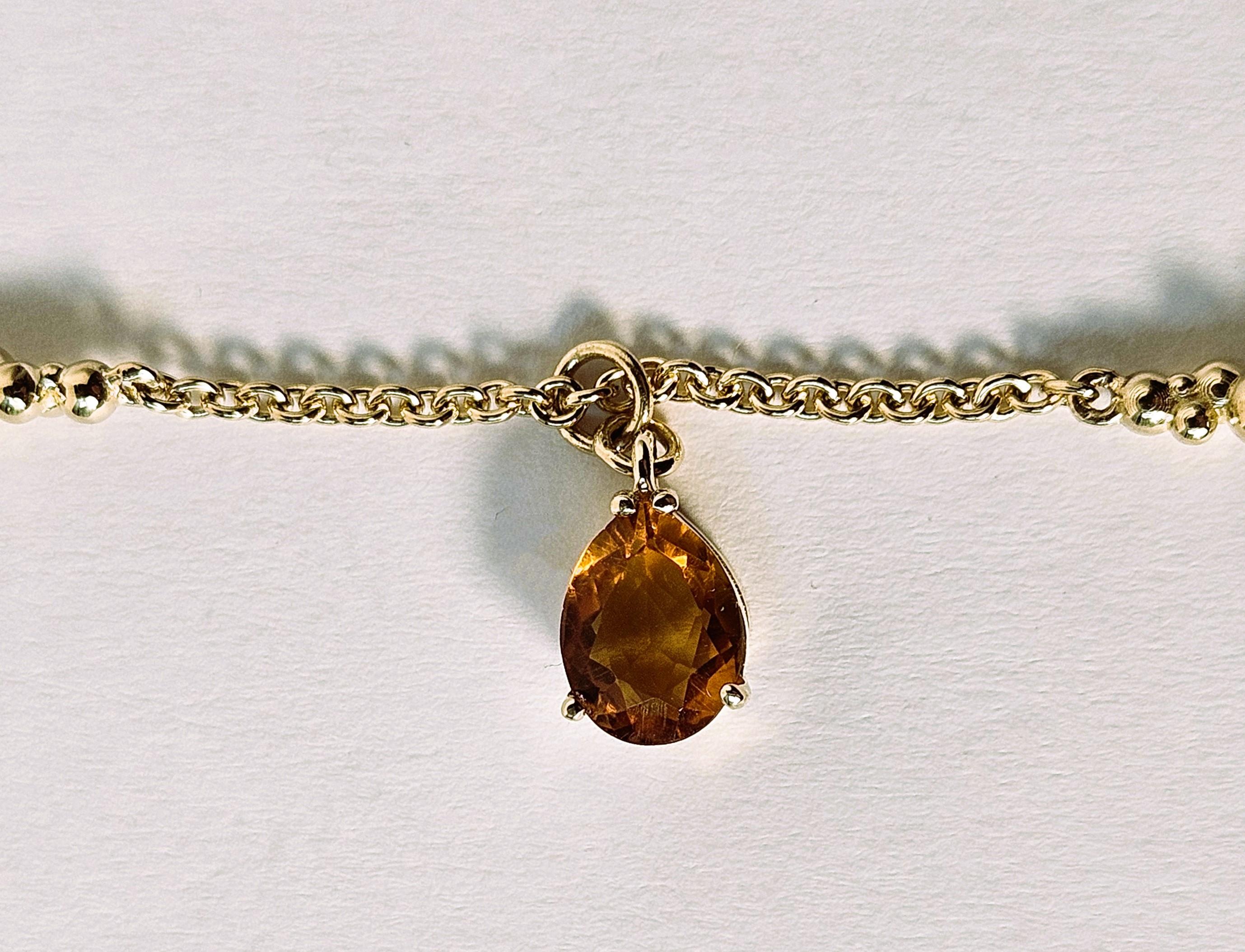 Bracelet chaîne corail et citrine en or jaune 14 carats, par SERAFINO en vente 2