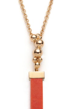 Coral and Citrine Pendant in 14K yellow Gold, by SERAFINO