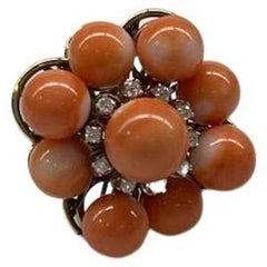 Vintage Coral and Diamond "Bubble" Ring