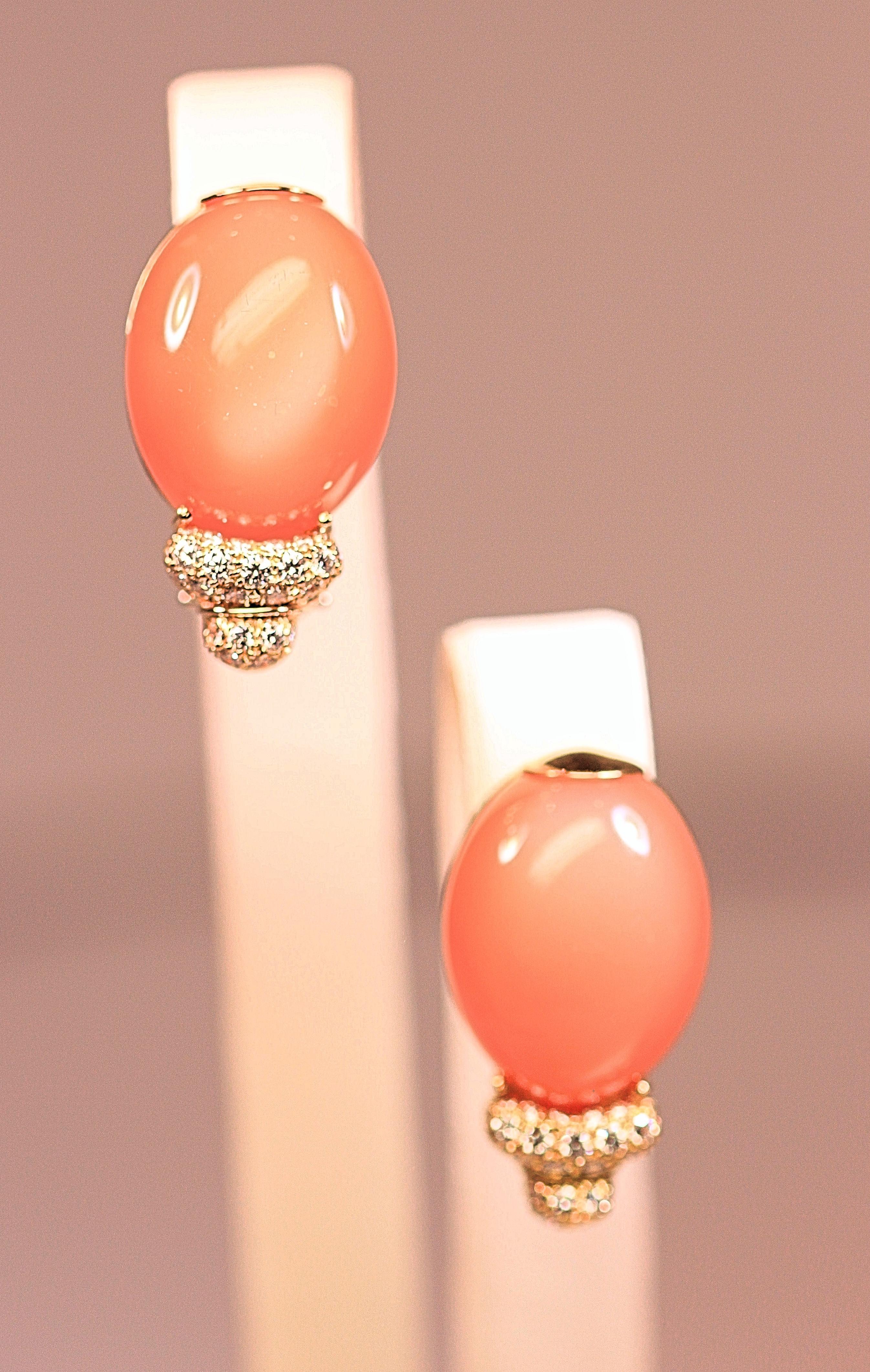 Contemporary Earrings Coral and Diamond by Henry Dunay For Sale
