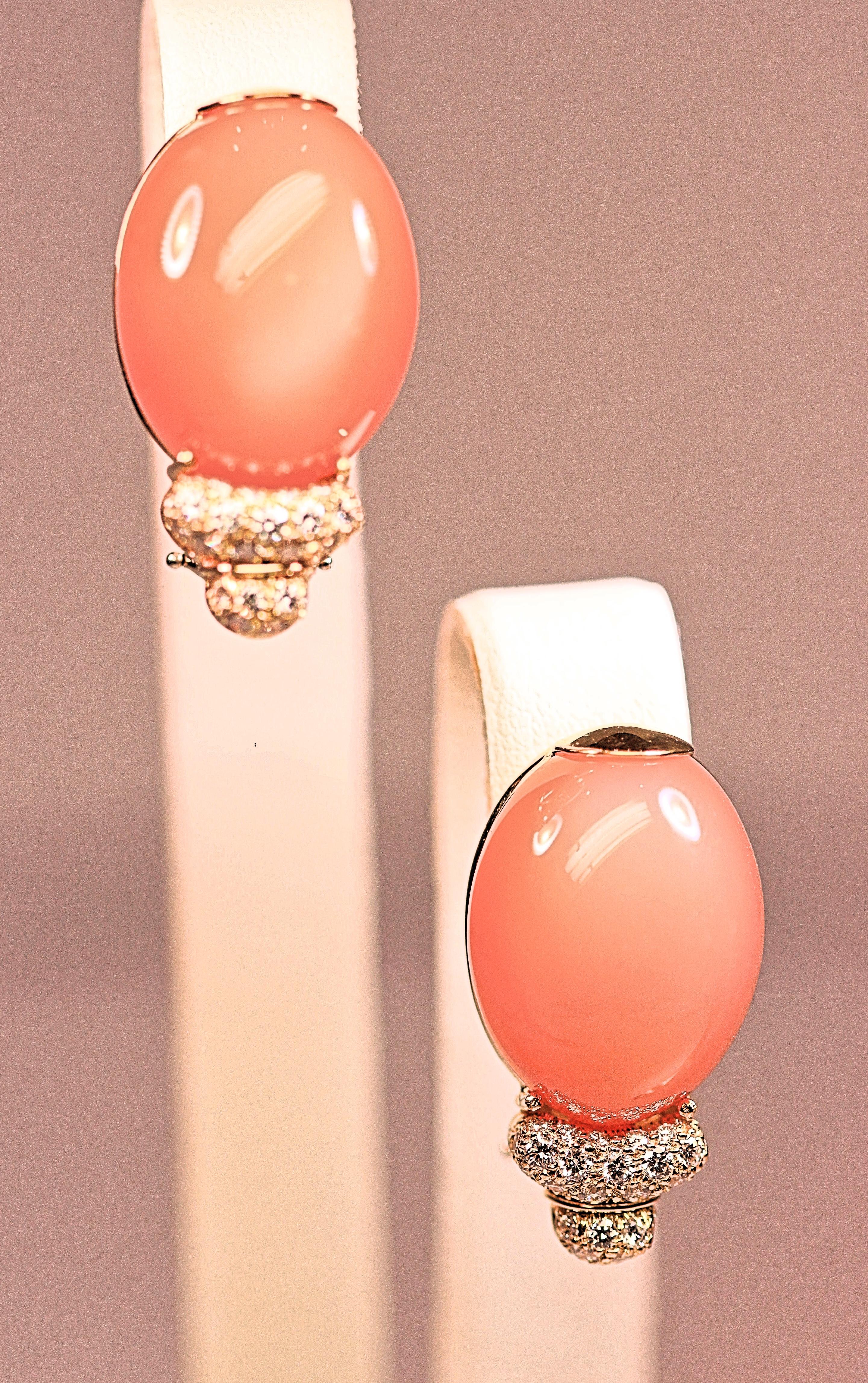 Earrings Coral and Diamond by Henry Dunay In New Condition For Sale In Melbourne, FL