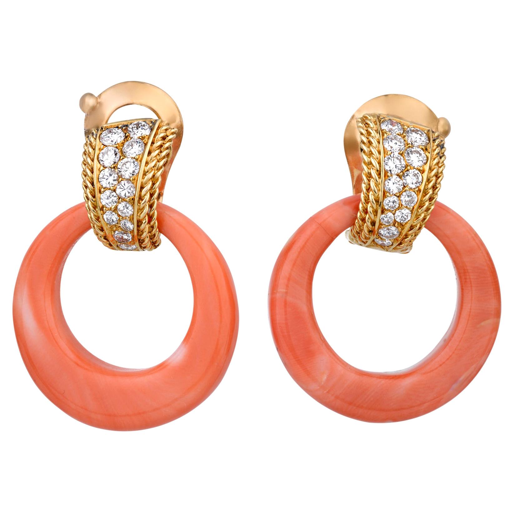 Coral and Diamond Earrings by Van Cleef & Arpels