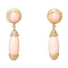 Coral and Diamond Earrings