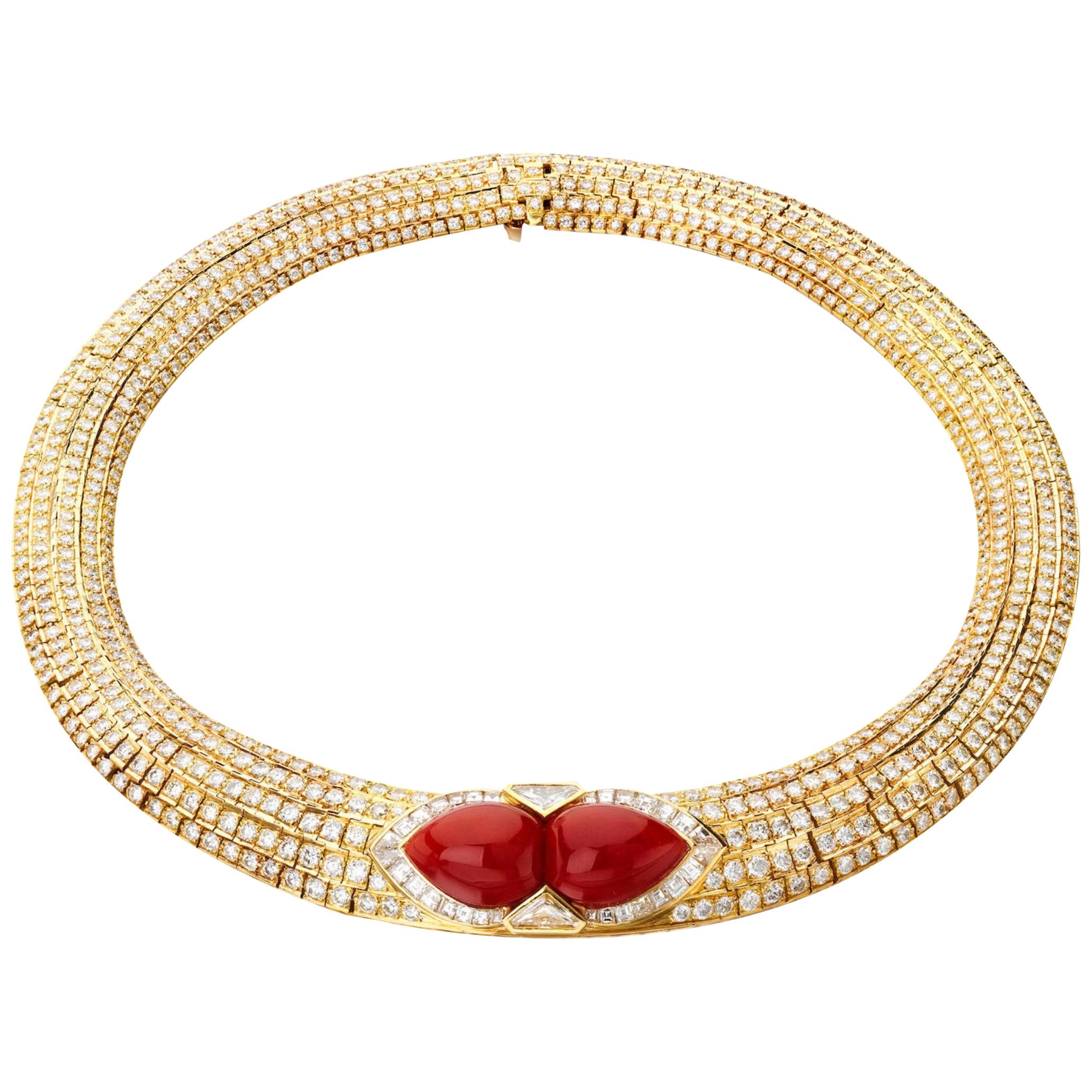 Coral and Diamond Necklace, Tabbah