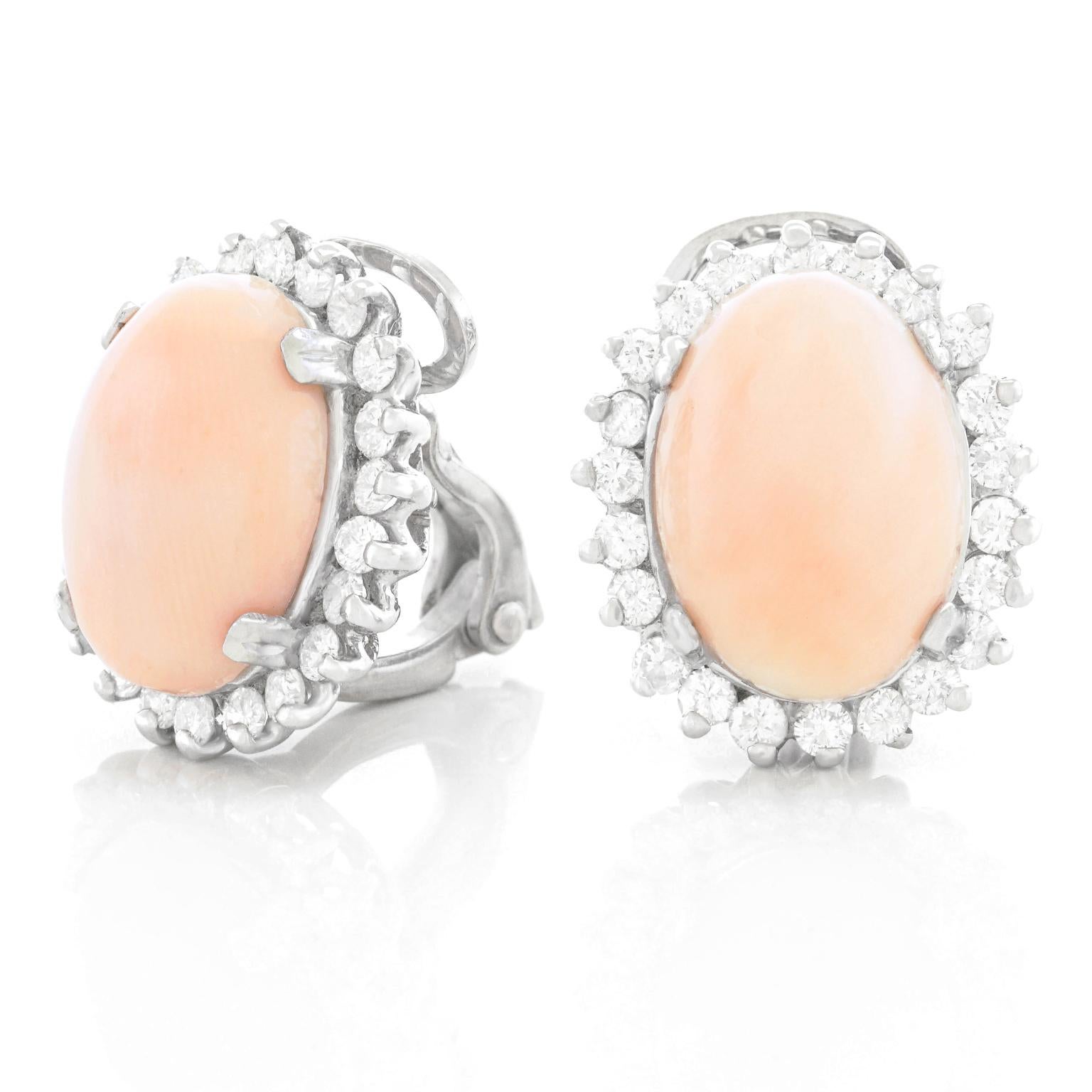 Coral and Diamond-Set Gold Earrings 2