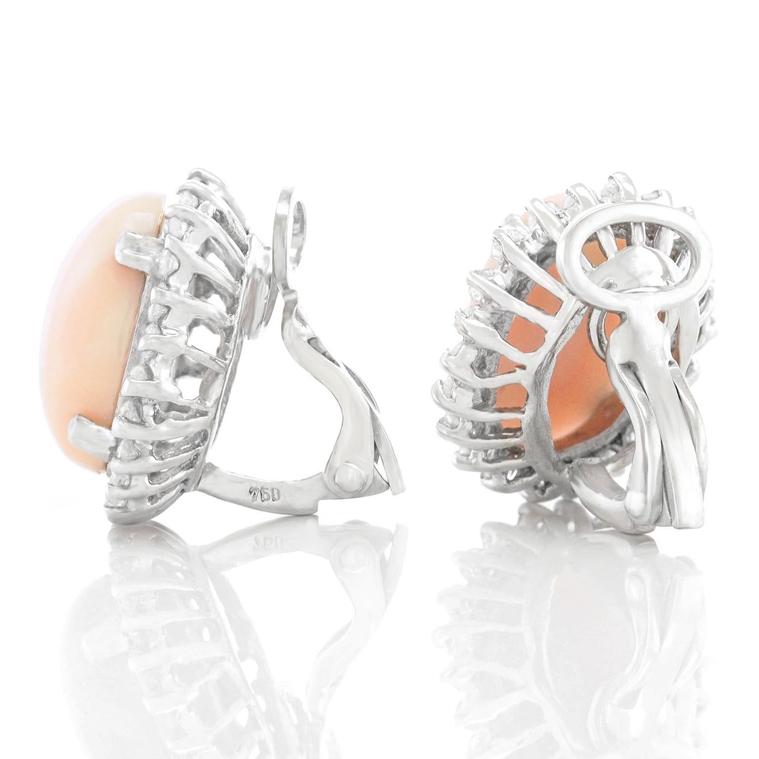 Coral and Diamond-Set Gold Earrings 3