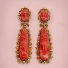 Coral and Gold Amor and Psyche Earrings