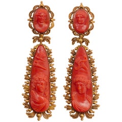 Coral and Gold Amor and Psyche Earrings