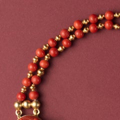 Coral and Gold Cameo Necklace