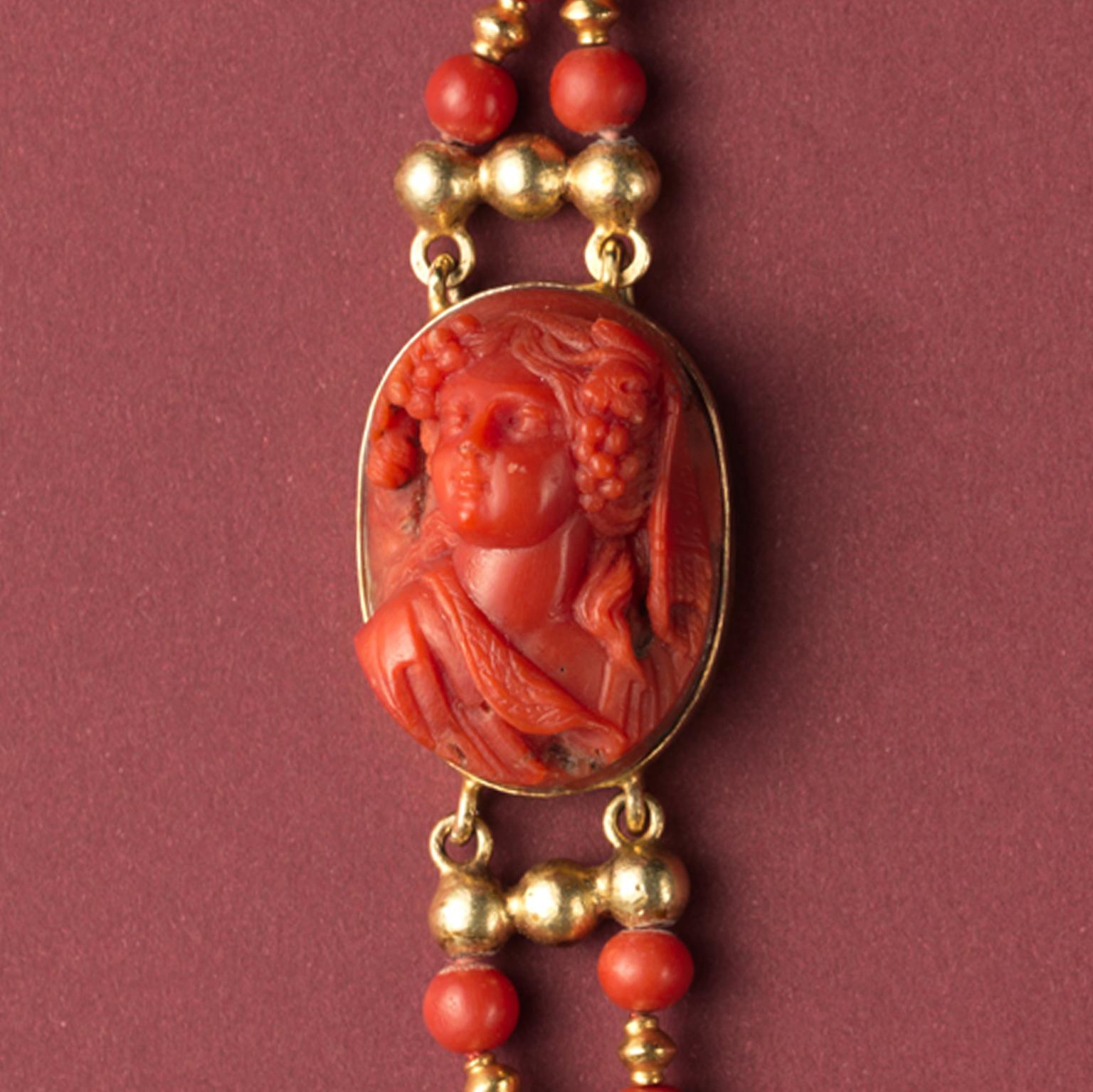 coral cameo necklace