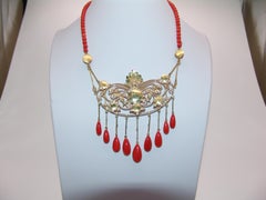 Coral and Gold Necklace