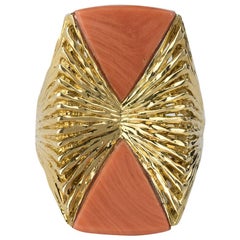 Coral and Gold Ring by Kutchinsky