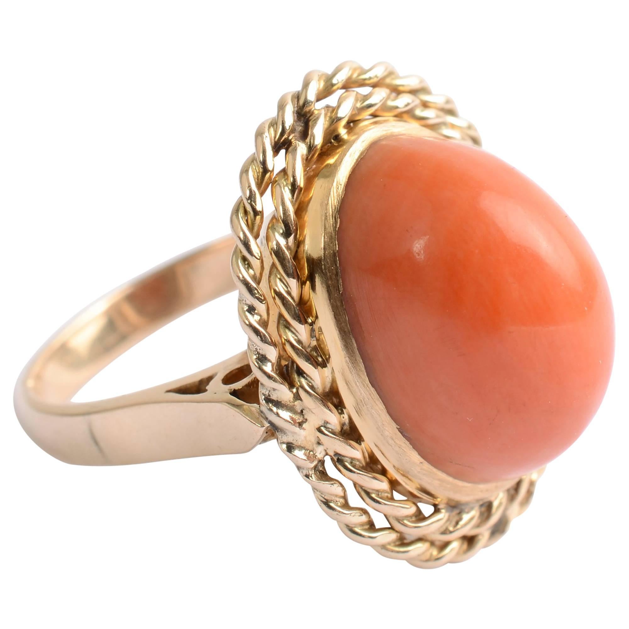 Coral and Gold Ring