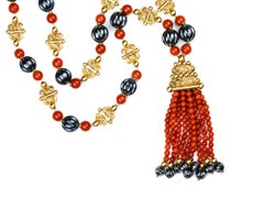 Chaumet Paris Koralle Hämatit Sautoir und Ohrhänger-Set