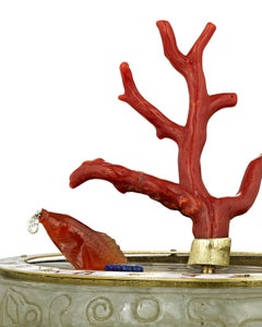 Coral and Jade Koi Fish Mystery Clock