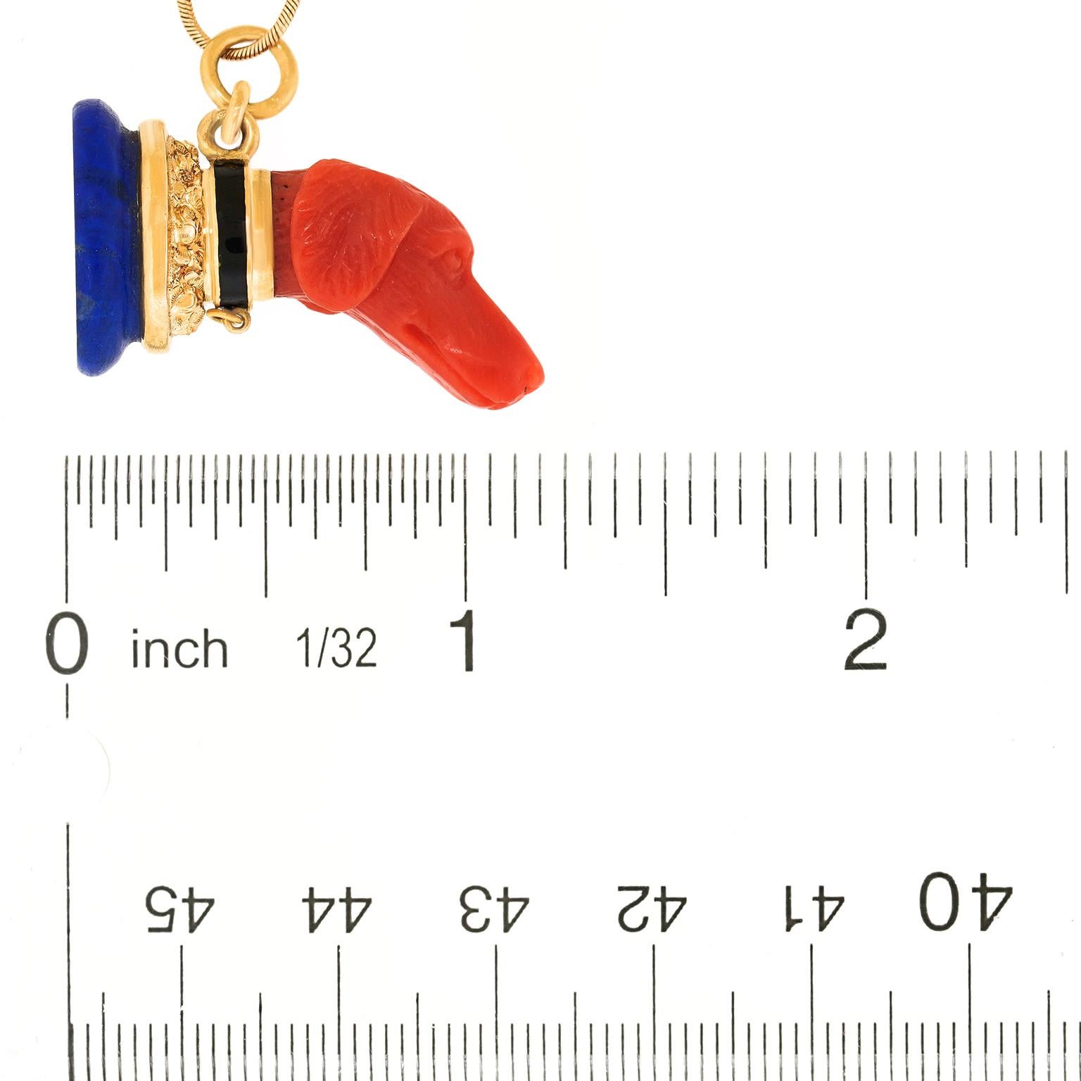 Ciondolo per cani in corallo e lapis francese in vendita 1
