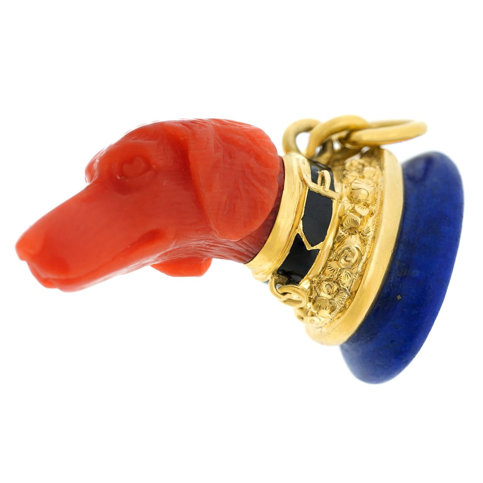 Ciondolo per cani in corallo e lapis francese in vendita 2
