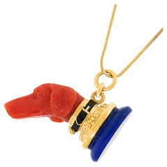 Coral and Lapis Dog Fob French