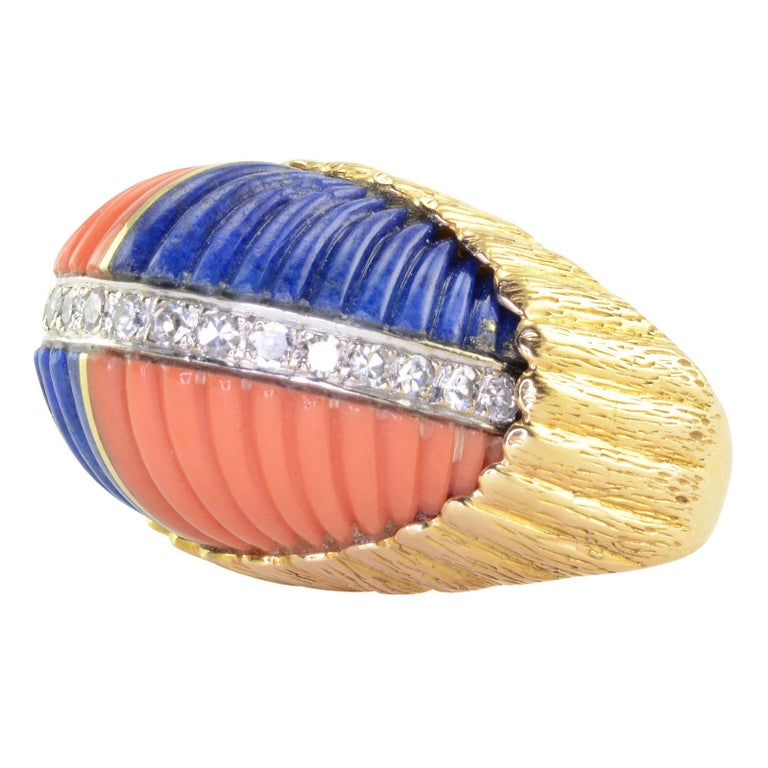 Coral and Lapis Quadrant Ring For Sale at 1stDibs quadrant ring for sale