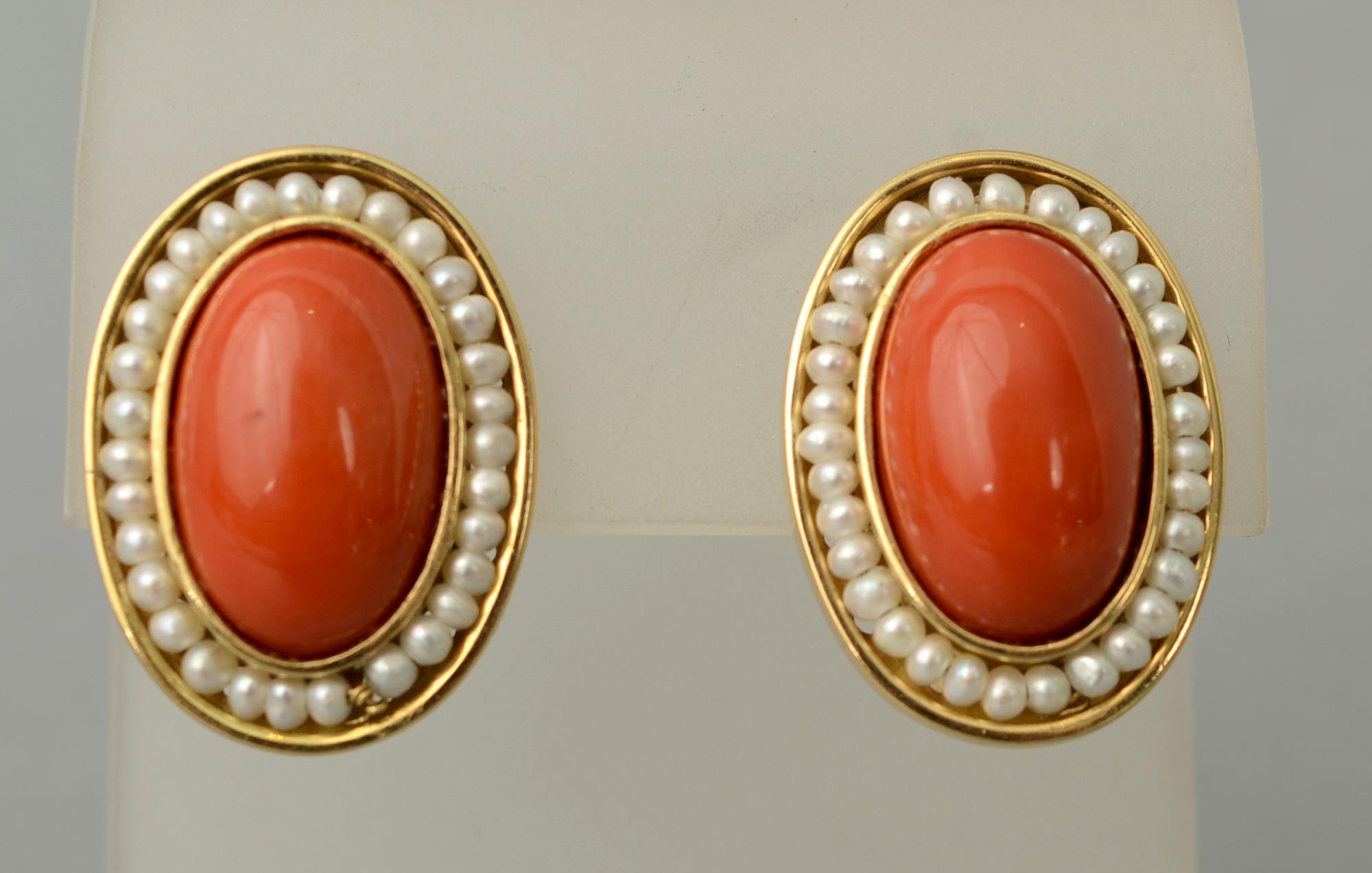 pearl coral earrings