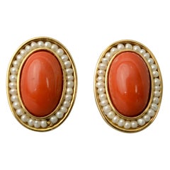 Coral and Natural Pearl Earrings