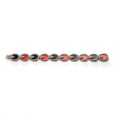 Coral and Onyx Diamond Bracelet