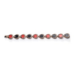 Coral and Onyx Diamond Bracelet