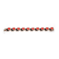 Coral and Onyx Diamond Bracelet