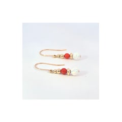 Korallen- und Opal-Ohrringe 14 Karat Gold