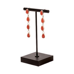 Coral and Sterling Drop Earrings