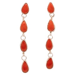 Coral and Sterling Drop Earrings