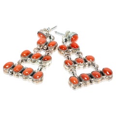 Orecchini Chandelier in corallo e argento sterling