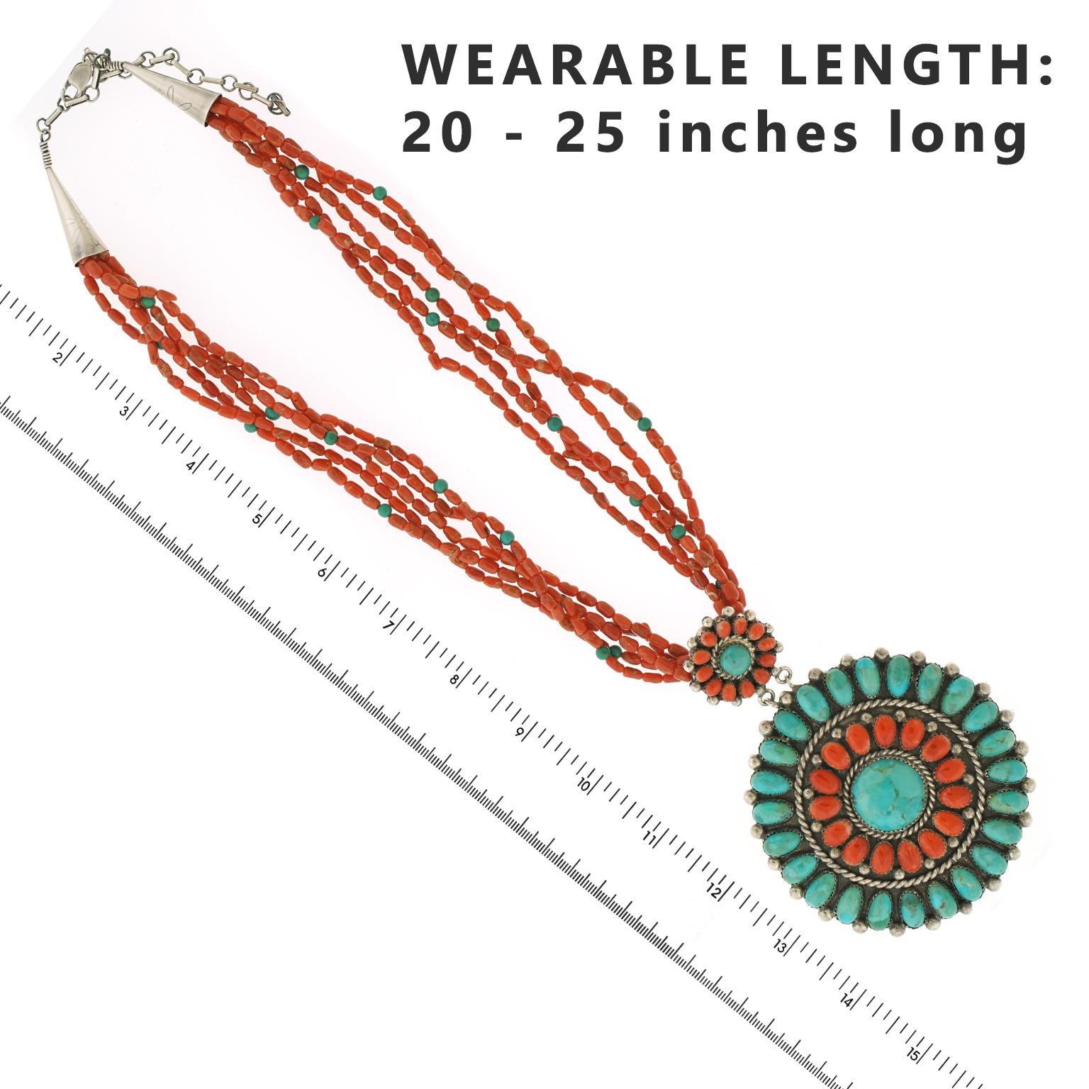 Coral and Turquoise Necklace with Fabulous Medallion 1