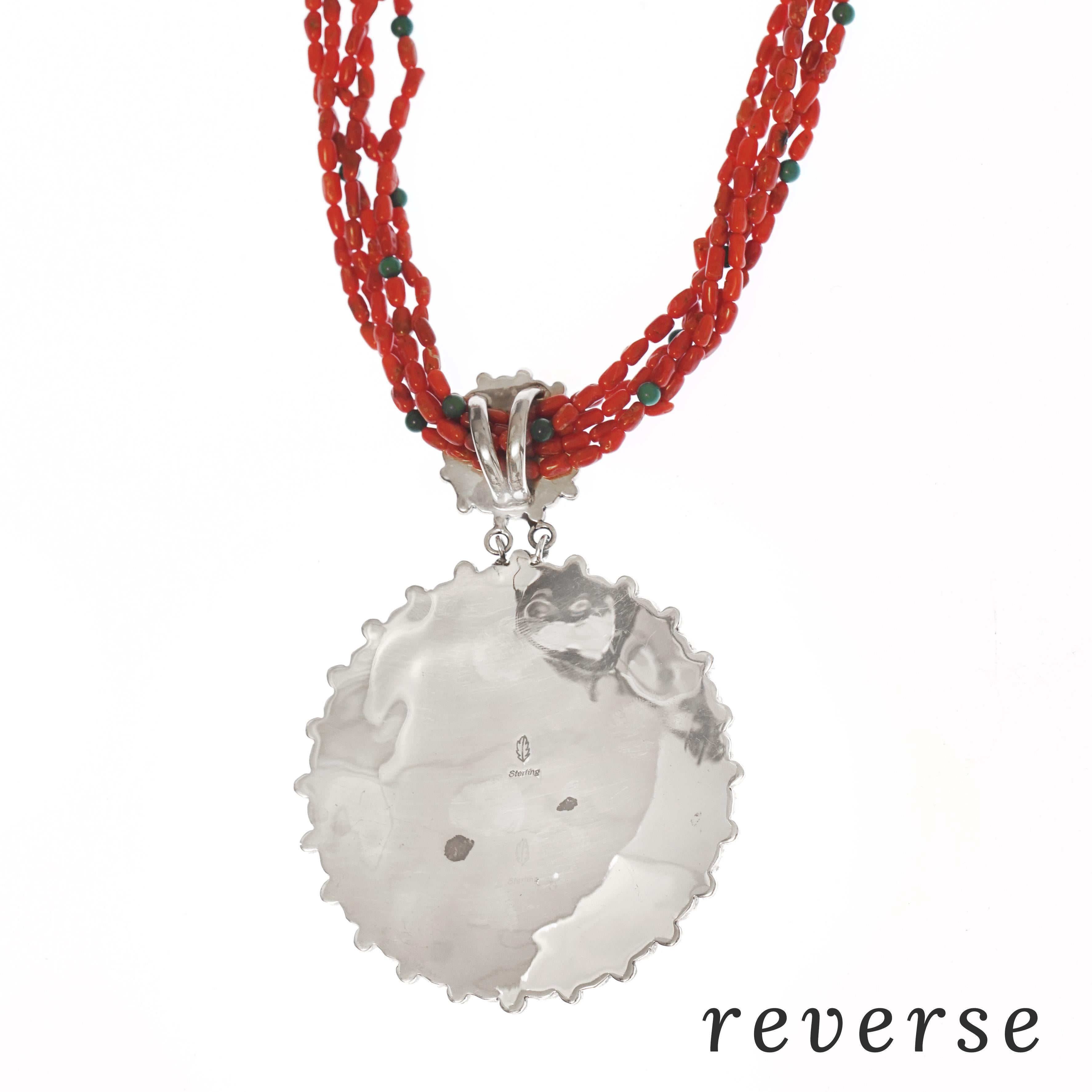 Coral and Turquoise Necklace with Fabulous Medallion 2