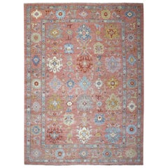 Coral Angora Oushak with Soft Velvety Wool Hand Knotted Oriental Rug