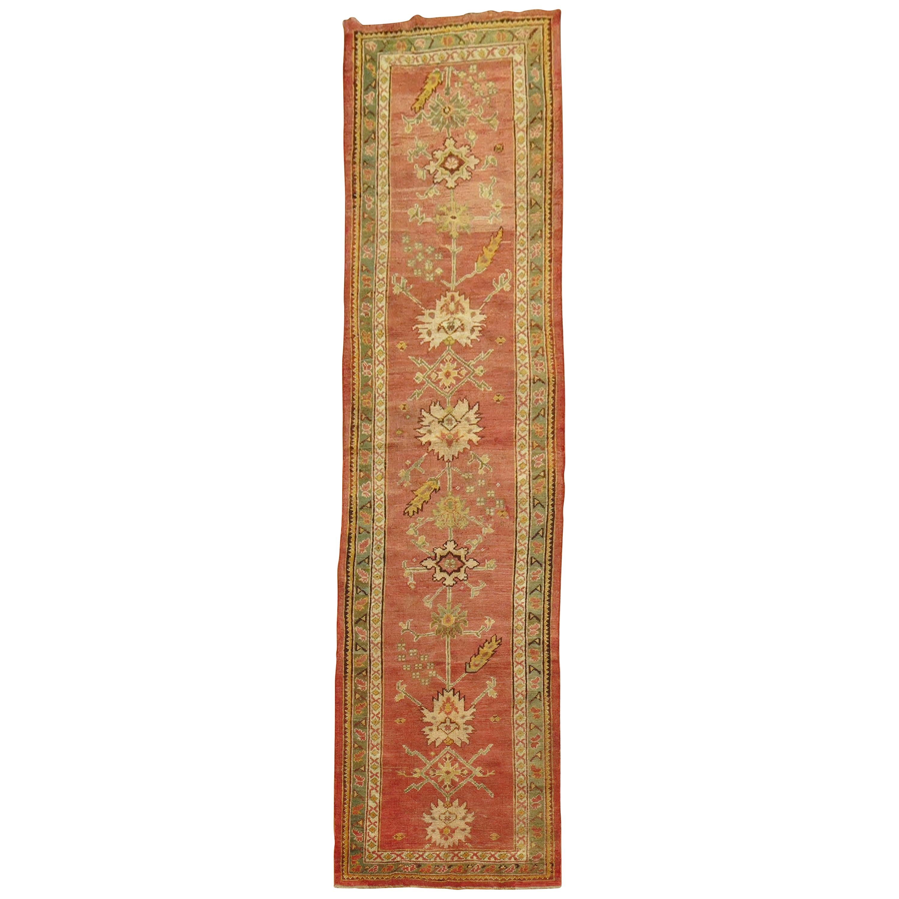 Coral Antique Oushak Runner