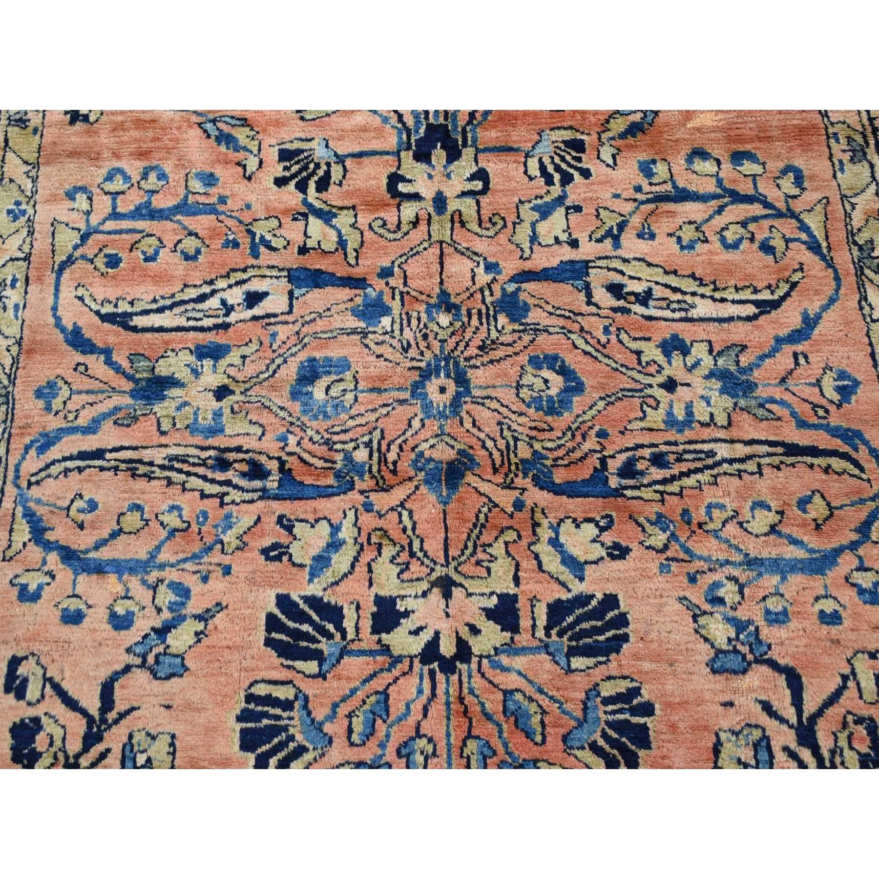 Coral Antique Persian Lilihan Mohajeren Flower Design Pure Wool Hand Knotted Rug 2
