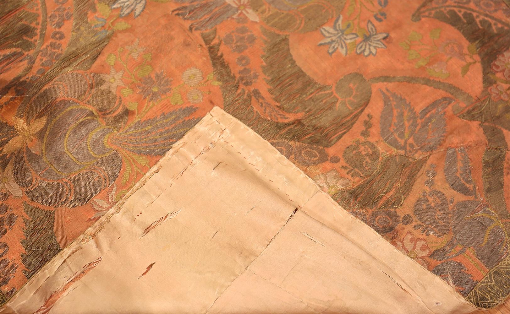 Coral Color Artistic Antique 19th Century Indian Metallic and Silk Textile, From: India, Made In: 19th Century
