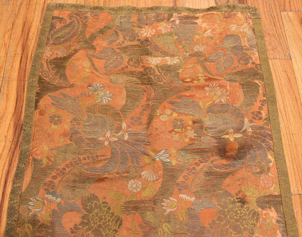 Coral Artistic Antique 19th Century Indian Metallic and Silk Textile 9