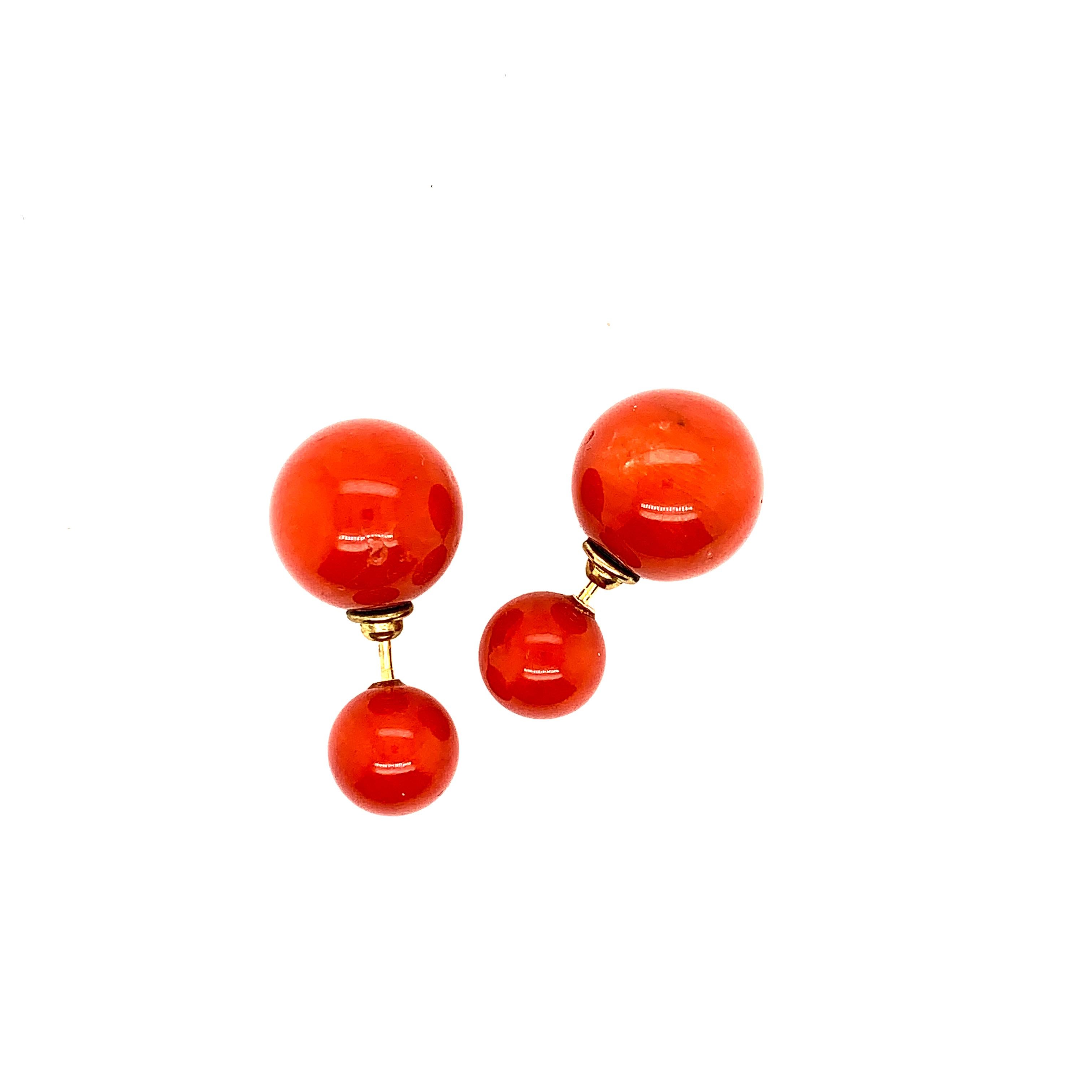 Modern Coral Ball Earrings