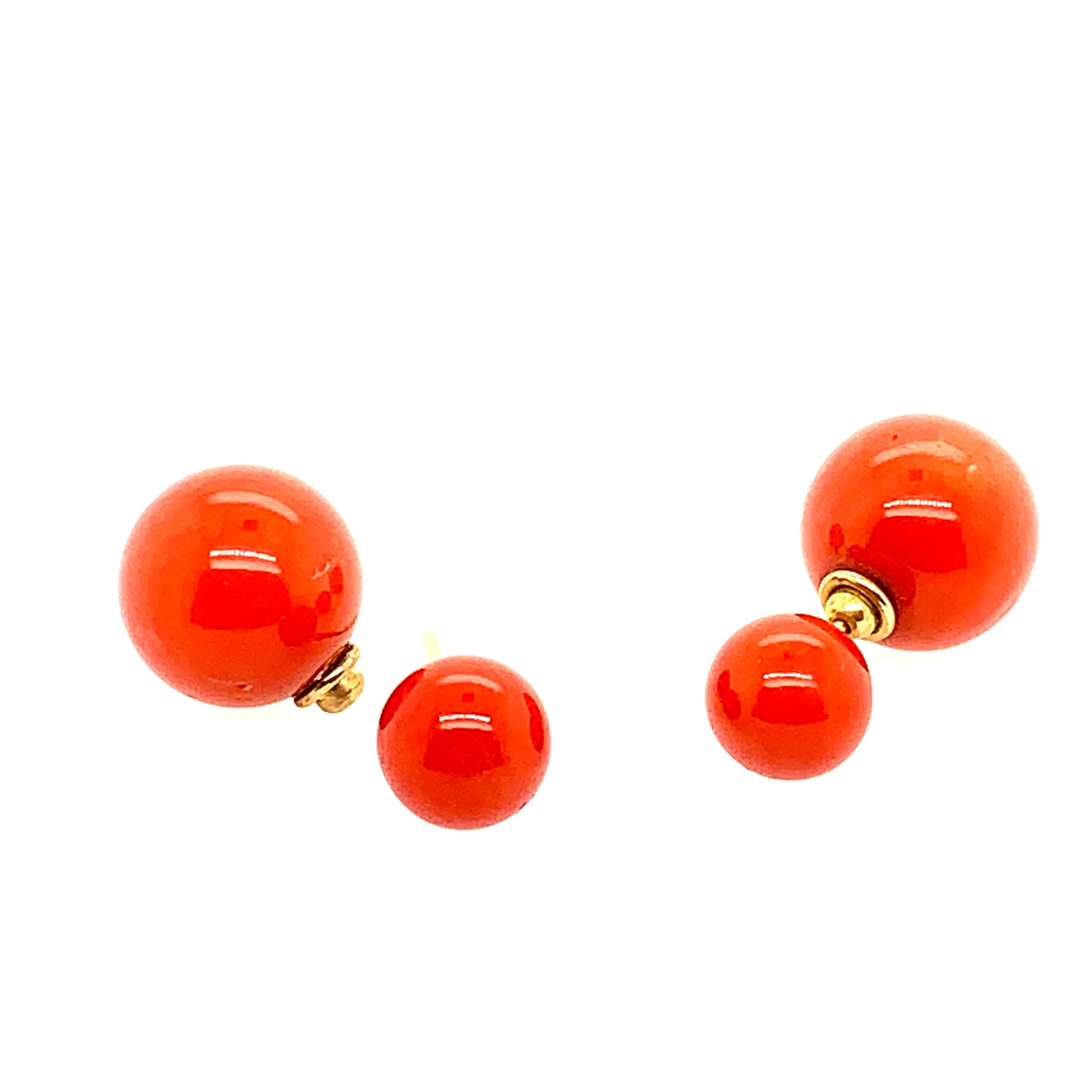 Coral Ball Earrings In New Condition In New York, NY