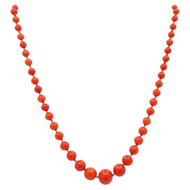 Collana di perle di corallo con chiusura in oro 14k