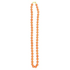 Coral Bead Necklace with 18K Yellow Gold Clasp
